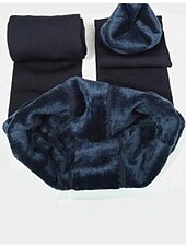 abordables Leggings en polaire-Femmes Pantalon en polaire Collants Leggings Mode Longueur complète Couleur Unie Lifting des fesses Confort Contrôle du ventre Élastique Décontracté Quotidien Noir Grise
