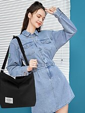 cheap Handbag &amp; Totes-Women&#039;s Canvas Shoulder Bag – Minimalist Adjustable Crossbody Tote for Casual, Travel, and Everyday Use