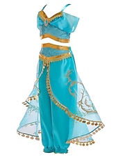 levne Dívčí kostýmy-Princezna jasmín Kostým Dívčí Pohádkový motiv Výkon Cosplay kostýmy Tématický večírek Flitry Polyester / Vrchní deska / Kalhoty