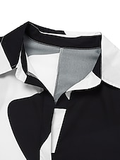 billiga Skjortklänning-Dam Midiklänning Skjortklänning Vardagsklänning Skiftklänning Klassisk Ledigt Semester Dagligen Utekväll Lös passning Färgblock Linje Långärmad Tröjkrage Svart Sommar Vår Höst Vinter