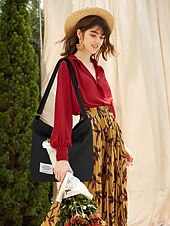 cheap Handbag &amp; Totes-Women&#039;s Canvas Shoulder Bag – Minimalist Adjustable Crossbody Tote for Casual, Travel, and Everyday Use