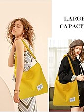 cheap Handbag &amp; Totes-Women&#039;s Canvas Shoulder Bag – Minimalist Adjustable Crossbody Tote for Casual, Travel, and Everyday Use