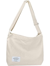 cheap Handbag &amp; Totes-Women&#039;s Canvas Shoulder Bag – Minimalist Adjustable Crossbody Tote for Casual, Travel, and Everyday Use