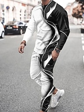 economico Set di Felpe 3D da Uomo-Per uomo Grafico Blocco di colori 2 pezzi Set di felpe 3D Tuta Manica Lunga Pantaloni lunghi Girocollo Streetwear Abbigliamento Sportivo Essenziale Sport &amp; Outdoor Casuale Sportivo Stampato Primavera