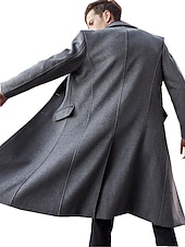 billige Trenchcoat for menn-Herre Vinterfrakk Ytterfrakk Lang trenchcoat utendørs Dagligdagstøy Høst vinter Polyester Hold Varm Vindtett jakke Yttertøy Klær Mote Gatemote عادي Knaphul Dobbeltkneppet