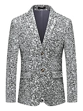 economico Blazer e Giacca-giacca blazer uomo blazer moda festa retrò tinta unita argento oro vestibilità standard monopetto un bottone