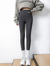 cheap Plain Leggings-Women&#039;s Tights Leggings Thermal Underwear Fashion Ankle-Length High Waist Plain Thermal Warm Tummy Control Butt Lift High Elasticity Casual Daily Nude Black Pink Purple Skinny