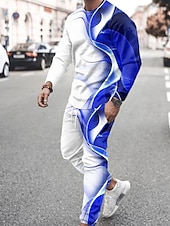economico Set di Felpe 3D da Uomo-Per uomo Grafico Blocco di colori 2 pezzi Set di felpe 3D Tuta Manica Lunga Pantaloni lunghi Girocollo Streetwear Abbigliamento Sportivo Essenziale Sport &amp; Outdoor Casuale Sportivo Stampato Primavera