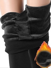 abordables Leggings en polaire-Femmes Pantalon en polaire Collants Leggings Mode Longueur complète Couleur Unie Lifting des fesses Confort Contrôle du ventre Élastique Décontracté Quotidien Noir Grise