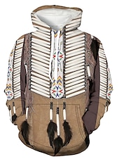 abordables sweats à capuche 3d pour hommes-Homme Géométrique Tribal Sweat à capuche Sweats à Capuche Sweat-shirt Sweat à capuche manche longue Sweat à capuche Capuche Design 3D effet du quotidien Marron Kaki Designer
