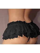 cheap Sexy Lingerie-Lady Sexy Lace Pleated Lotus Leaf Lace Lovely Temptation Thong Pants Home Outfits