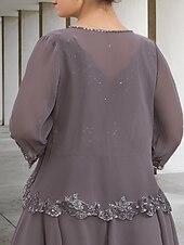 abordables Avec veste-Robe de deux pièces A-Line invitée de mariage robe élégante formalité longueur thé sans manches col en V chiffon avec appliqués 2025 taille personnalisée gratuite