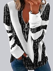 cheap Graphic shop Sweatshirts &amp; Hoodies-Women&#039;s Zip Up Sweatshirt Sweatshirt Pullover Basic Color Block Street Casual V Neck Zipper Long Sleeve Black Blue Green Fall &amp; Winter