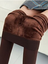 abordables Leggings en polaire-Femmes Pantalon en polaire Collants Leggings Mode Longueur complète Couleur Unie Lifting des fesses Confort Contrôle du ventre Élastique Décontracté Quotidien Noir Grise