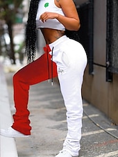 Women's Sweatpants Joggers Casual / Sporty Hip Hop Full Length Color Block Drawstring Side Pockets Comfort Micro-elastic Sports Weekend Yellow + gray Black + gray black + yellow Black+Green Regular 8