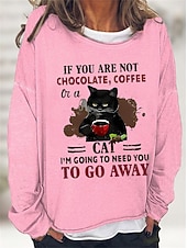 levne Humor a citáty vrcholy-dámská oversized mikina pulovr směs bavlny kočka street casual vintage basic top s kulatým výstřihem dlouhý rukáv mikroelastický pad &amp;amp; zimní comfrt prodyšná měkká tkanina