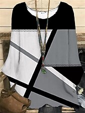 Women's Plus Size Blouse 3D Print Vintage Holiday Casual Floral Print Regular Tops Crew Neck Vacation Daily Black White Dark Green Green khaki Spring Fall Winter 11