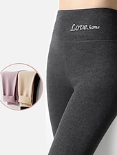 cheap Plain Leggings-Women&#039;s Tights Leggings Thermal Underwear Fashion Ankle-Length High Waist Plain Thermal Warm Tummy Control Butt Lift High Elasticity Casual Daily Nude Black Pink Purple Skinny