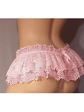 cheap Sexy Lingerie-Lady Sexy Lace Pleated Lotus Leaf Lace Lovely Temptation Thong Pants Home Outfits