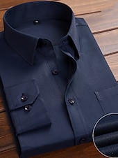 preiswerte Businesshemden für Herren-Herren Oberhemd Hemden mit französischen Manschetten Kragenhemd Knopfhemd Wellen Hochzeit Arbeit Schwarz Weiß Rosa Marineblau Langarm Umlegekragen Ganzjährig Bekleidung Button-Down