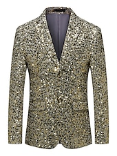 economico Blazer e Giacca-giacca blazer uomo blazer moda festa retrò tinta unita argento oro vestibilità standard monopetto un bottone