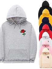 voordelige 3D-hoodies voor heren-Voor heren Bloemig Afdrukken Lange mouw Sweatshirts Capuchon Vintage Stoer Casual Winter Zwart Wit Geel Kleding Ontwerper Grote maten S M L XL 2XL 3XL