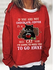 levne Humor a citáty vrcholy-dámská oversized mikina pulovr směs bavlny kočka street casual vintage basic top s kulatým výstřihem dlouhý rukáv mikroelastický pad &amp;amp; zimní comfrt prodyšná měkká tkanina