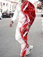 economico Set di Felpe 3D da Uomo-Per uomo Grafico Blocco di colori 2 pezzi Set di felpe 3D Tuta Manica Lunga Pantaloni lunghi Girocollo Streetwear Abbigliamento Sportivo Essenziale Sport &amp; Outdoor Casuale Sportivo Stampato Primavera