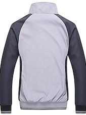 voordelige heren trainingspak en hoodie-Voor heren Trainingspak sweatsuit 2-stuks Volledige ritssluiting Straat Lente Lange mouw Opstaand waterdicht Winddicht Ademend Hardlopen Wandelen Joggen Sportkleding Sportkleding Gestreept Zwart Wit