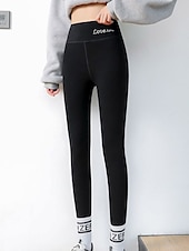 cheap Plain Leggings-Women&#039;s Tights Leggings Thermal Underwear Fashion Ankle-Length High Waist Plain Thermal Warm Tummy Control Butt Lift High Elasticity Casual Daily Nude Black Pink Purple Skinny