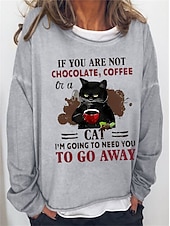 levne Humor a citáty vrcholy-dámská oversized mikina pulovr směs bavlny kočka street casual vintage basic top s kulatým výstřihem dlouhý rukáv mikroelastický pad &amp;amp; zimní comfrt prodyšná měkká tkanina