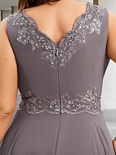 abordables Avec veste-Robe de deux pièces A-Line invitée de mariage robe élégante formalité longueur thé sans manches col en V chiffon avec appliqués 2025 taille personnalisée gratuite