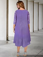 preiswerte Kleider in Übergröße-A-Linie Kleider für die Brautmutter in Übergröße, versteckte Bauchkurve, elegantes Kleid, formelles, knielanges, schulterfreies Chiffon mit halben Ärmeln und Applikationen 2023