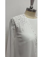 billiga Mammas byxdräkter-Jumpsuit  byxdress 3-delad mor till bruden bröllopsgäst elegant juvelhals golvlängd chiffong lång ärm med paljetter gratis skräddarsydd storlek