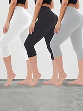 billiga Enkla Leggings-Dam Yogabyxor Solskydd Magkontroll Rumplyft Hög midja Yoga Kondition Gymträning Caprileggings Underdelar Violett Svart Vit sporter Sportkläder Hög Elasisitet Mager