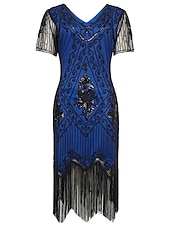 billige Kjoler-De livlige 20-årene 1920-tallet Cocktail Kjole Flapper kjole Kjoler Maskerade Normal Den store Gatsby Charleston Bryllupsgjest Paljetter Dame Halloween Karneval Maskerade Karneval Bryllup