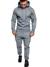 preiswerte Herren-Trainingsanzug und Kapuzenpullover-Herren Trainingsanzug Jogginganzug Schwarz Dunkelgrau Hellgrau Tarngrau Tarngrün Mit Kapuze Sport &amp; Natur Cool Winter Bekleidung Kapuzenpullover Sweatshirts Langarm