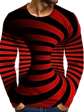 billiga 3D T-shirts-Herr 3D Print T-shirt Långärmad T-shirt 3D-tryck Rund hals Skjorta Streetwear drivna Designer Dagligen Utekväll Gul Rodnande Rosa Rubinrött Kläder Plusstorlekar S M L XL XXL 3XL 4XL