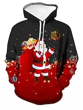 levne Santa Claus oblečení-vánoční pánský unisex svetr s kapucí mikina víno červená vlastní potisk černá bílá červená s kapucí santa claus grafický potisk denní sportovní 3d potisk návrhář ležérní velké a vysoké jaro &amp;amp;
