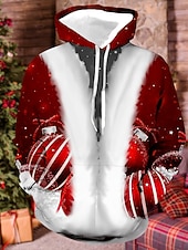 Christmas Men's Christmas Costume 3D Hoodies Graphic Unisex Pullover Prints Ugly Hooded Daily Red White Cotton4