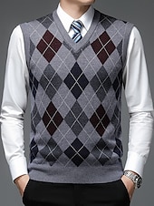 billige genser for menn-Herre Genser Genser vest Kjole for menn Riflet Strikke Strikket Fargeblokk V-hals Moderne Moderne Fritid Arbeid Dagligdagstøy Klær Ermeløs Vinter Vår &amp; Vinter Kamel Vin M L XL