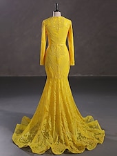 preiswerte Rosa-Meerjungfrau Pailletten Abendkleid Elegantes Kleid Karneval Formale Gerichts Zug Lange Ärmel V-Ausschnitt Afroamerikanische Spitze Maskerade Kleid 2025