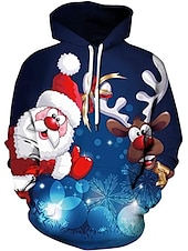 levne Santa Claus oblečení-vánoční pánský unisex svetr s kapucí mikina víno červená vlastní potisk černá bílá červená s kapucí santa claus grafický potisk denní sportovní 3d potisk návrhář ležérní velké a vysoké jaro &amp;amp;