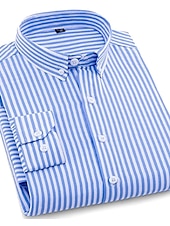 voordelige Overhemden met knopen voor heren-Voor heren Overhemd Button-down overhemd Shirt met kraag Strijkvrij overhemd Zwart Wit Rood Marineblauw Lange mouw Gestreept Kraag Lente zomer Bruiloft Werk Kleding