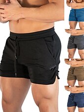 cheap Mens Active Shorts-Men&#039;s Athletic Shorts Running Shorts Gym Shorts Drawstring Side Pockets Split Solid Colored Breathable Quick Dry Outdoor Athletic Beach Casual Shorts Black White Micro-elastic