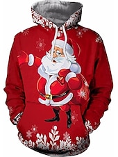 levne Santa Claus oblečení-vánoční pánský unisex svetr s kapucí mikina víno červená vlastní potisk černá bílá červená s kapucí santa claus grafický potisk denní sportovní 3d potisk návrhář ležérní velké a vysoké jaro &amp;amp;