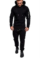 preiswerte Herren-Trainingsanzug und Kapuzenpullover-Herren Trainingsanzug Jogginganzug Schwarz Dunkelgrau Hellgrau Tarngrau Tarngrün Mit Kapuze Sport &amp; Natur Cool Winter Bekleidung Kapuzenpullover Sweatshirts Langarm