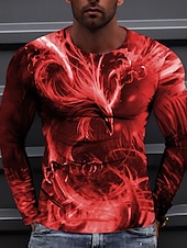 billige 3D T-skjorter-Herre Grafiske trykk Føniks T skjorte Langermet T skjorte 3D-utskrift Crew-hals Skjorte Designer Fritid Stor og høy Daglig Ferie Hvit Lysegrønn Rød Vår &amp; Vinter Klær S M L XL XXL 3XL 4XL