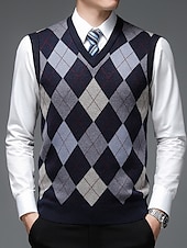 billige genser for menn-Herre Genser Genser vest Kjole for menn Riflet Strikke Strikket Fargeblokk V-hals Moderne Moderne Fritid Arbeid Dagligdagstøy Klær Ermeløs Vinter Vår &amp; Vinter Kamel Vin M L XL