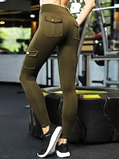 economico Pantaloni skinny da donna-Per donna Collant Collant Lunghezza intera Tinta unita Tasche multiple Sollevamento dei glutei All&#039;aperto Elasticizzato Athleisure Nero Verde Grigio scuro